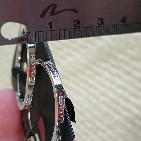 Coach Silver Tone Hoop Earrings - Picture 6 of 8